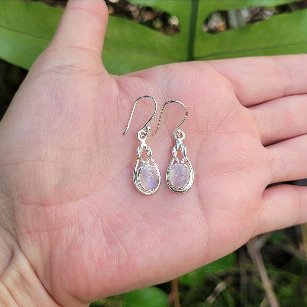 Shivam Silver Moonstone🌙 Earrings - Picture 4 of 14